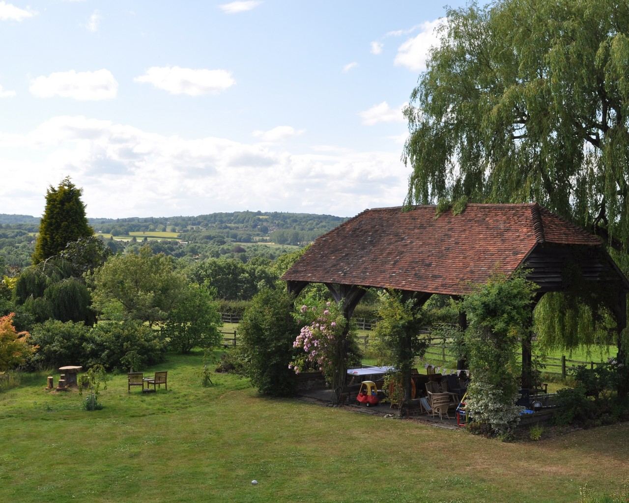 The view over the Bourne valley from Hamptons Farmhouse