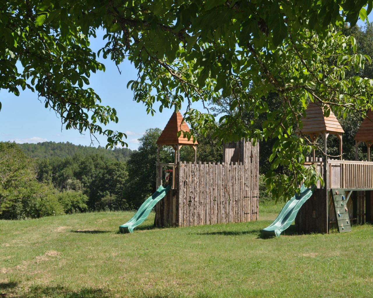 The play fort in the meadow at Sol du Mazel